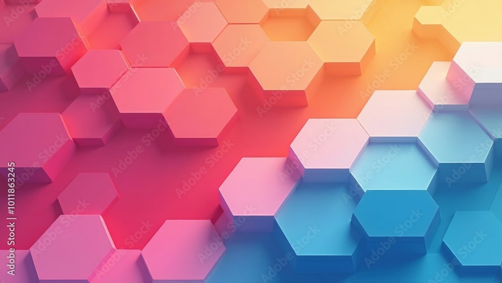 Abstraction from bright 3D hexagons. Abstraction from bright 3D hexagons.