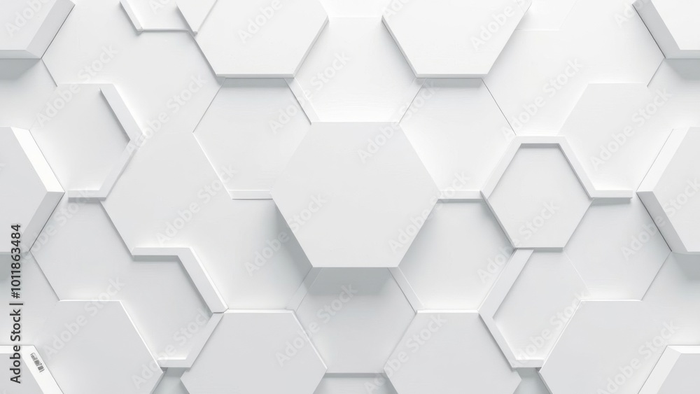 Naklejka premium Background with white hexagons 3D rendering.