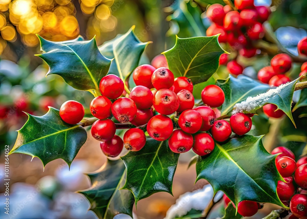 Beautiful Holly Berries and Leaves in Winter Season, Perfect for Holiday and Seasonal Decor Ideas Beautiful Holly Berries and Leaves in Winter Season, Perfect for Holiday and Seasonal Decor Ideas