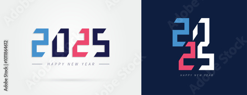 Happy new year 2025 design. Colorful truncated number illustrations. Premium vector design for poster, banner, greeting and new year 2025 celebration.