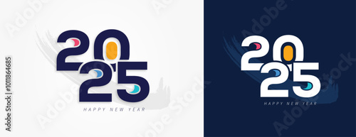 Happy new year 2025 design. Colorful truncated number illustrations. Premium vector design for poster, banner, greeting and new year 2025 celebration.