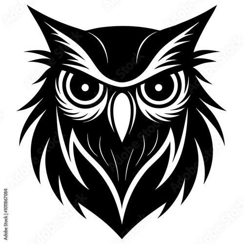 Owl head silhouette vector illustration