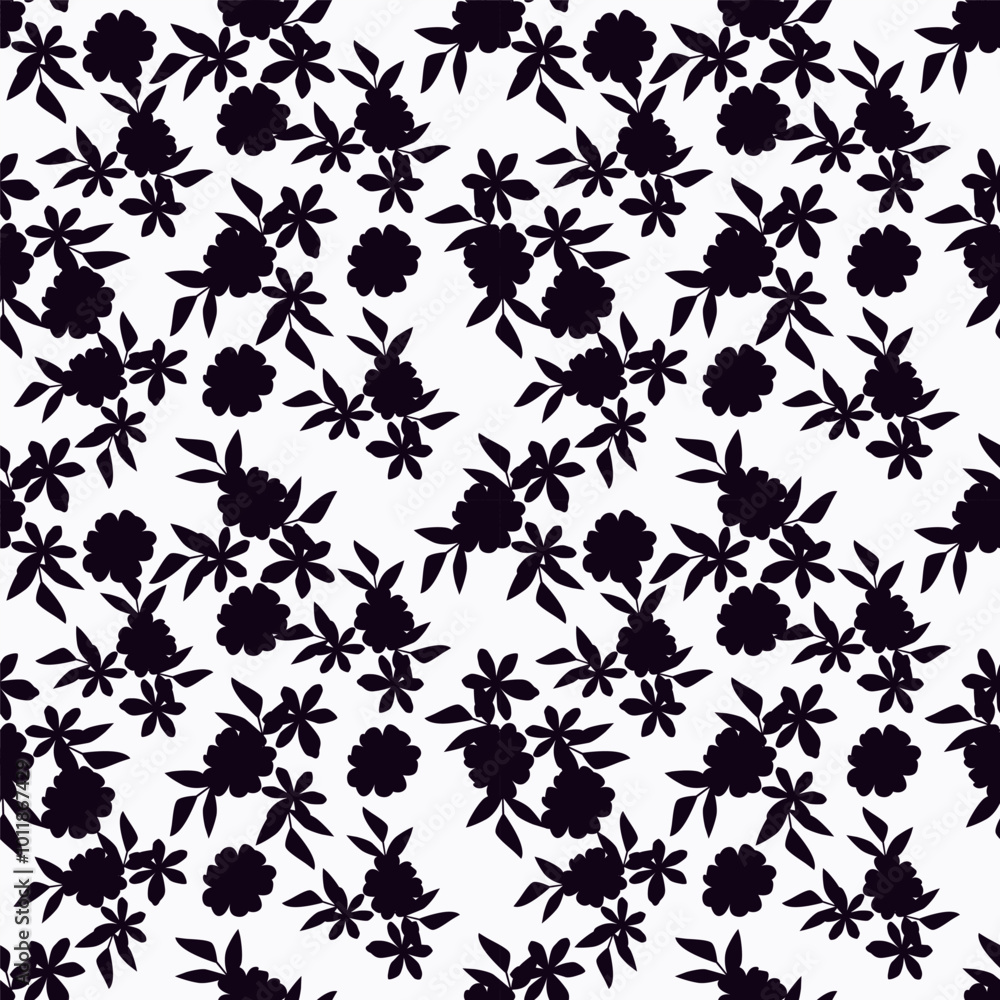 Naklejka premium White background vector seamless pattern with delicate flowers for textile and fabric print and other uses.