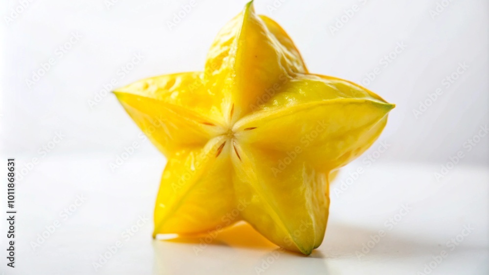 Close-up of a ripe star fruit on a white background. Close-up of a ripe star fruit on a white background.