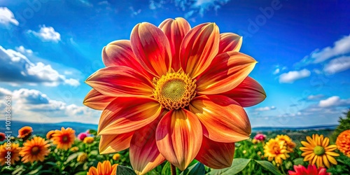 Beautiful Mandaram Flower in Bloom Showcasing Vibrant Colors Against a Clear Blue Sky Background photo