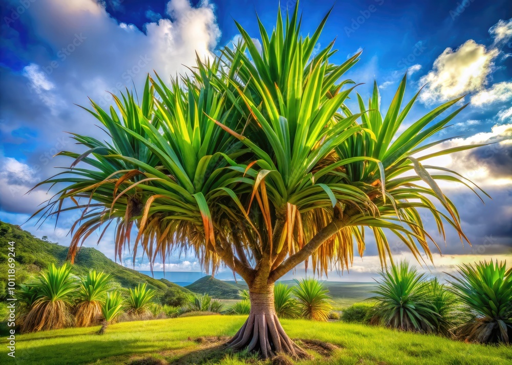 Beautiful Pandanus Candelabrum Plant with Unique Leaf Structure and Lush Green Foliage in Nature Beautiful Pandanus Candelabrum Plant with Unique Leaf Structure and Lush Green Foliage in Nature