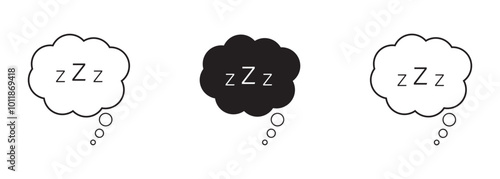 zzz speech bubble icon set in two styles . Sleeping bubble with zzz icon vector .