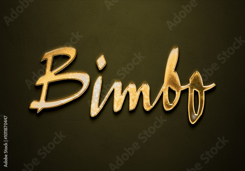 Old gold text effect of Nigerian Pidgin name Bimbo with 3D glossy style Mockup. photo