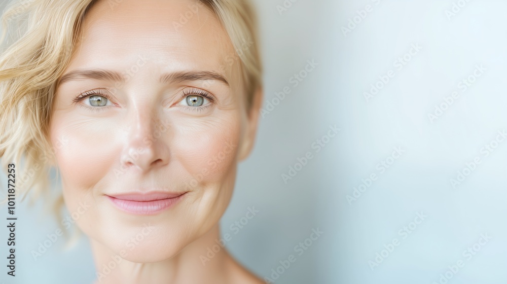 Portrait elderly woman with wrinkles and fine lines. middle-aged woman, content for clinic and cosmetology service, beauty poster Portrait elderly woman with wrinkles and fine lines. middle-aged woman, content for clinic and cosmetology service, beauty poster