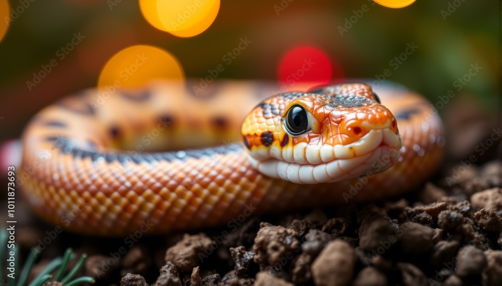 Snake and Christmas tree background. Snake and Christmas tree background.
