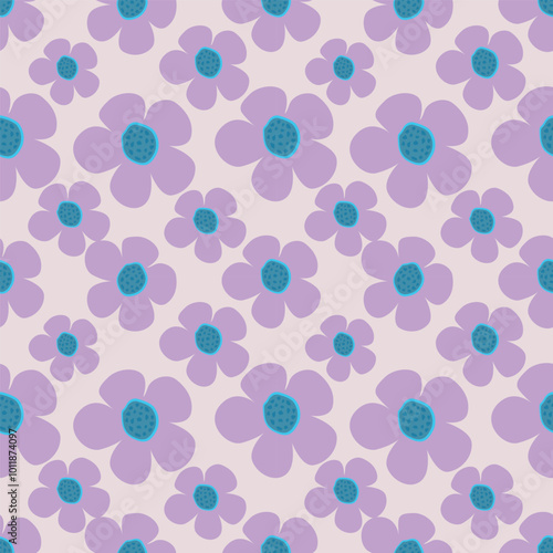 White background vector seamless pattern with delicate flowers for textile and fabric print and other uses.