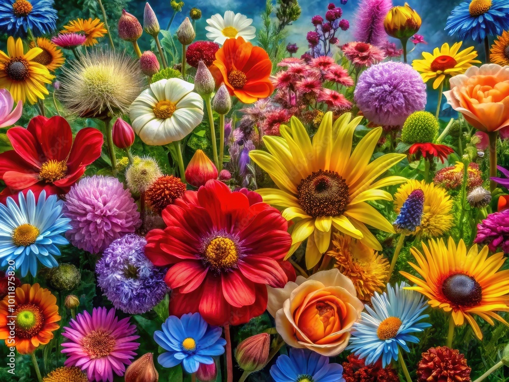 Beautiful Wildflowers Drawing with Vibrant Colors and Intricate Details for Nature Lovers and Decor Beautiful Wildflowers Drawing with Vibrant Colors and Intricate Details for Nature Lovers and Decor