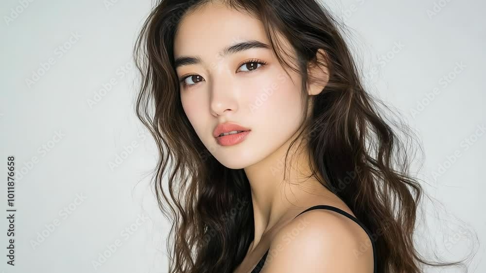 Elegant Beauty Model Posing in Soft Studio Lighting Elegant Beauty Model Posing in Soft Studio Lighting