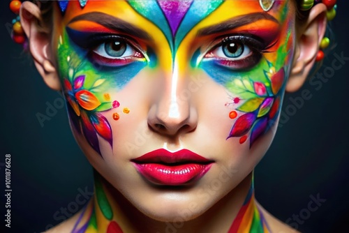 Beginner's Makeup Face Chart with Colorful Designs for Easy Application and Creative Inspiration