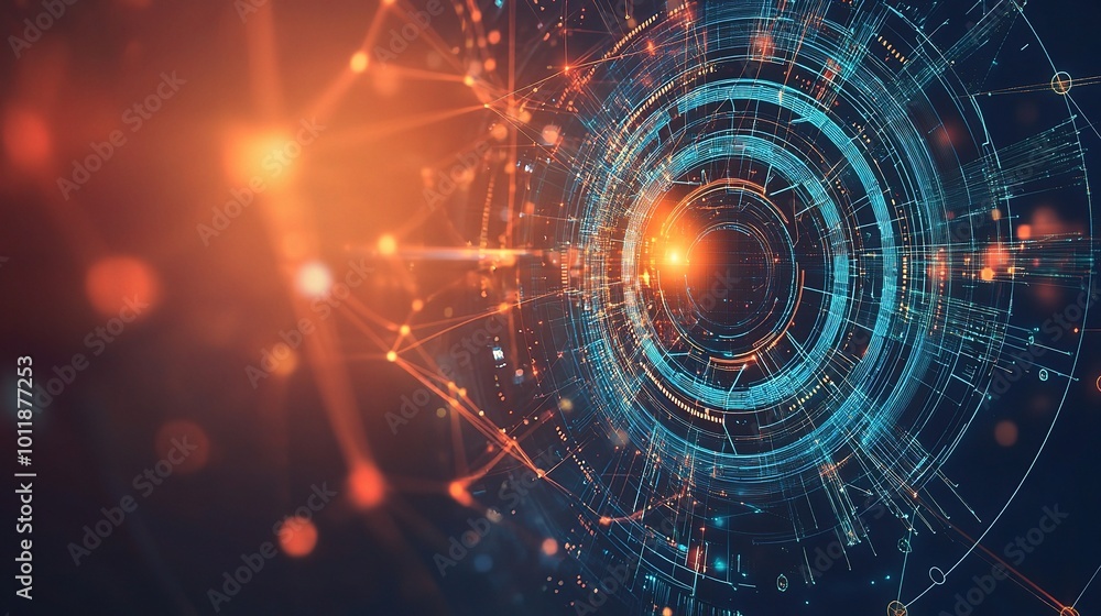 Obraz premium Abstract Digital Network with Futuristic Elements