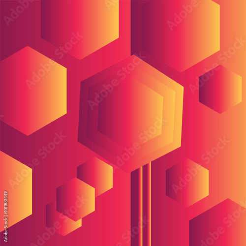 Orange magenta Polygon shapes gradient abstract background. Geometric with seamless patterns Polygon