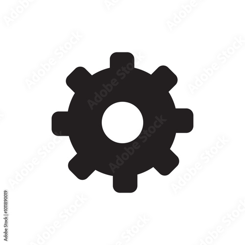 Black and white gear icon. Vector illustration