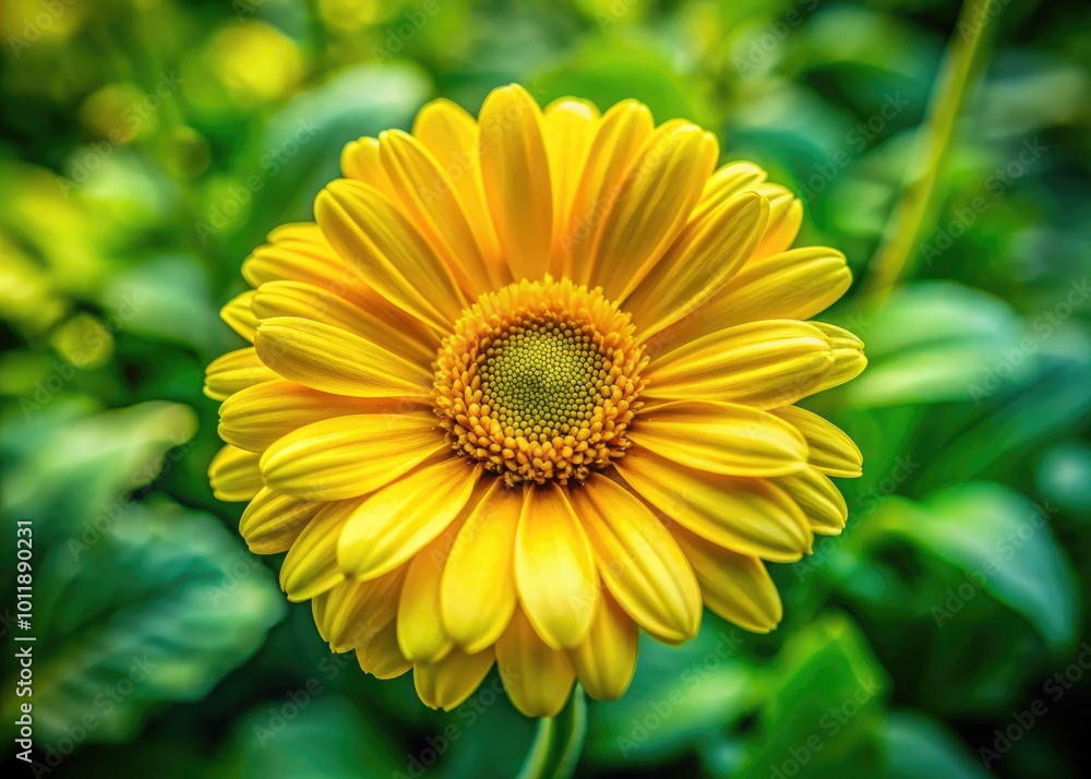 Bright and Cheerful Yellow Daisy Blooming in a Green Garden, Symbolizing Joy and Freshness Bright and Cheerful Yellow Daisy Blooming in a Green Garden, Symbolizing Joy and Freshness