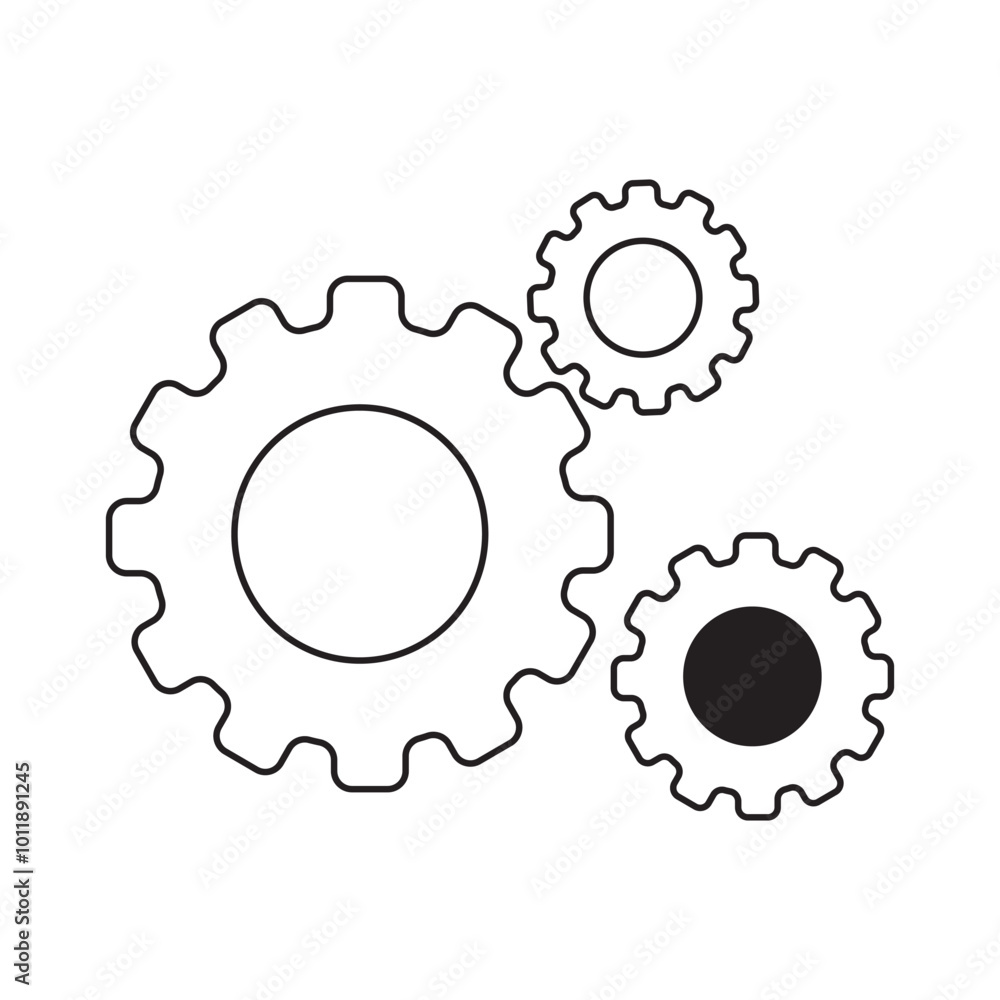 Black and white gear icon. Vector illustration Black and white gear icon. Vector illustration