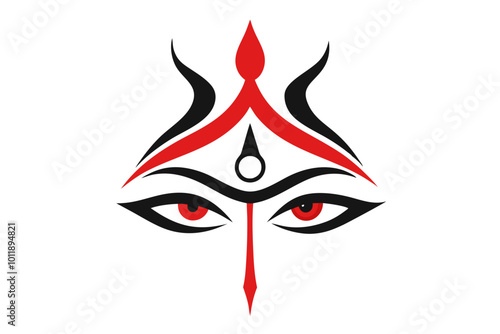 Radiance of the Goddess A Vector Illustration Showcasing Maa Durga's Eye
