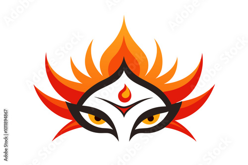 Fierce Vector Illustration of Maa Durga's Powerful Eye Capturing Divine Energy
