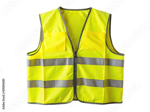 Bright Yellow Safety Vest Isolated on White Background for Construction and Safety Equipment Use