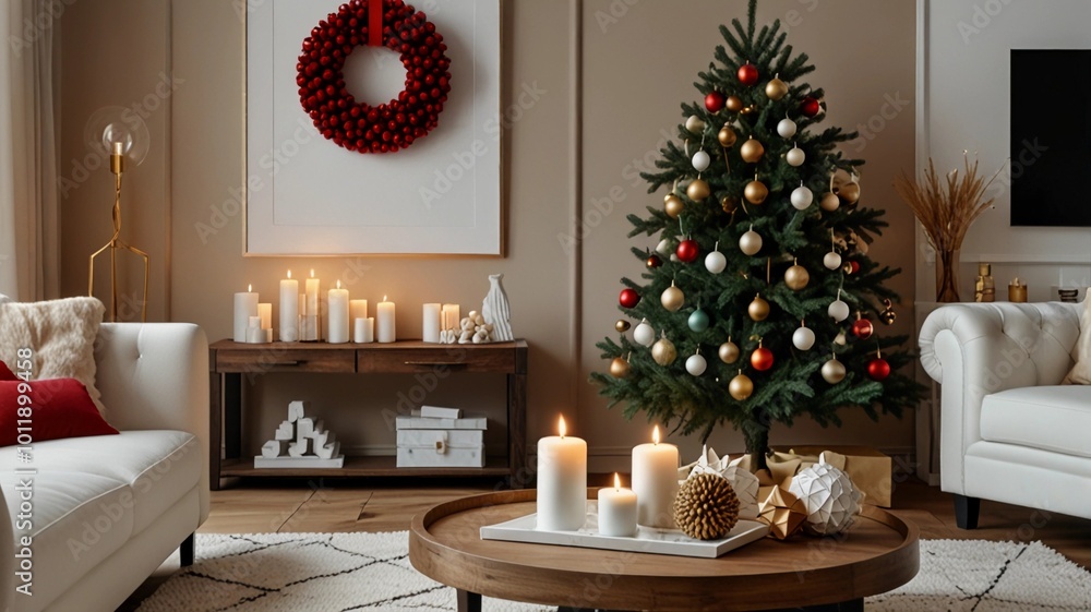 christmas tree with gifts and decorations christmas tree with gifts and decorations