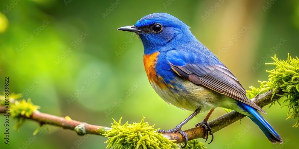 Captivating Blue Robin Perched Gracefully on a Branch in Natural Habitat Surrounded by Greenery Captivating Blue Robin Perched Gracefully on a Branch in Natural Habitat Surrounded by Greenery