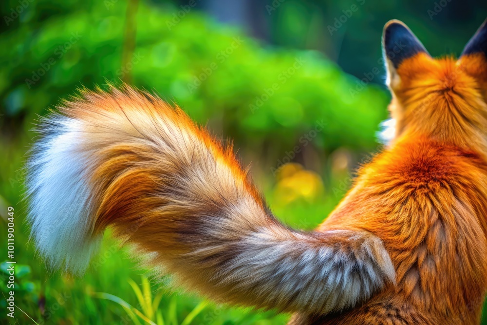 Obraz premium Captivating Close-Up of a Fox's Tail Showcasing Its Lush Fur and Natural Beauty in the Wild