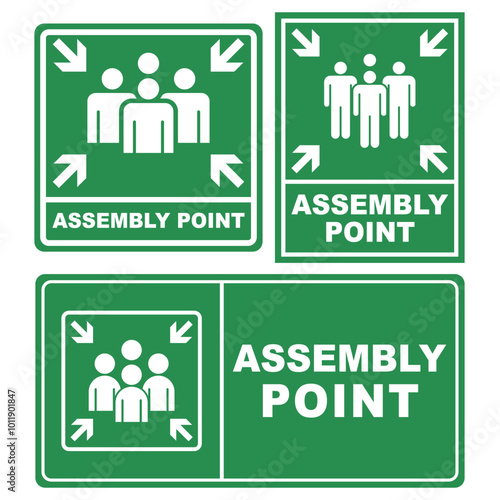 Collection of different assembly point sign