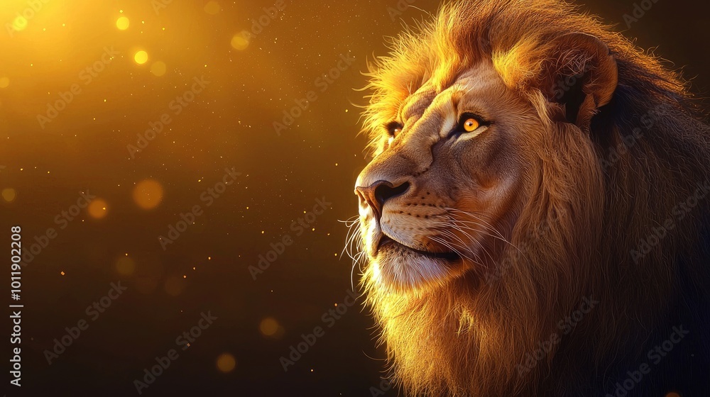 Naklejka premium Majestic Lion in a Realistic Digital Painting