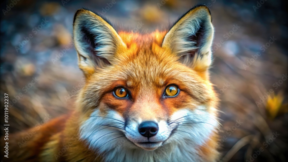 Fototapeta premium Adorable fox face pom crafted with bright orange fur, featuring a whimsical expression, set against a clean white background for a charming and playful touch.