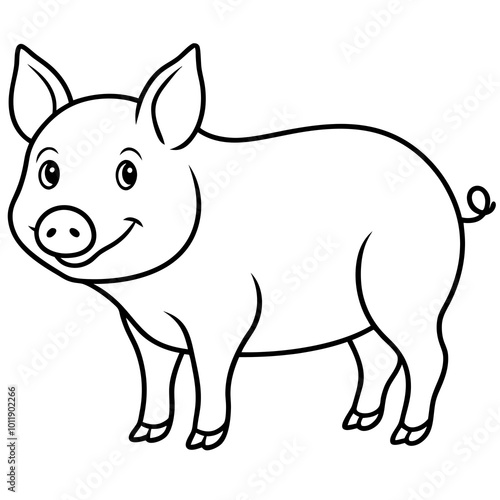 pig with a smile on white