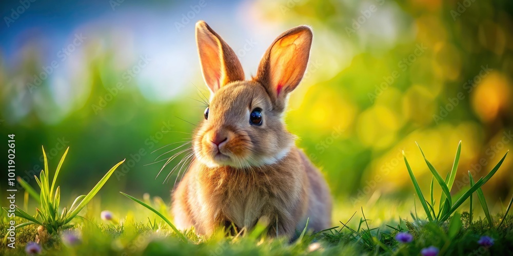 Fototapeta premium Adorable rabbit featuring a transparent background, perfect for creative projects, illustrations, and graphic design. Ideal for playful designs and imaginative visual storytelling.