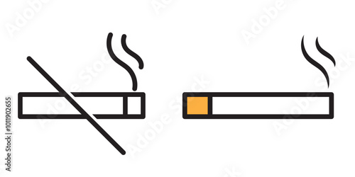 set of no smoking icon, no smoking sign, smoking prohibition sign vector illustration