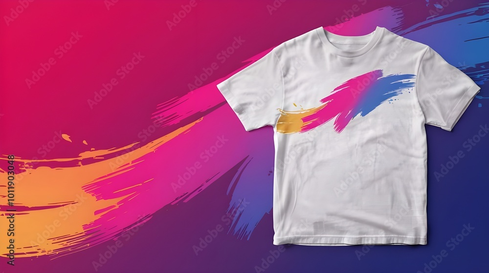 Abstract Paintbrush Design on White T Shirt Mockup Abstract Paintbrush Design on White T Shirt Mockup
