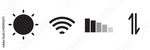 status bar icon for ios ui, status bar for mobile, vector illustration