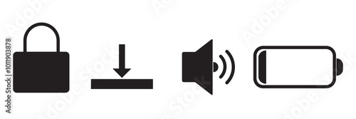 status bar icon for ios ui, status bar for mobile, vector illustration