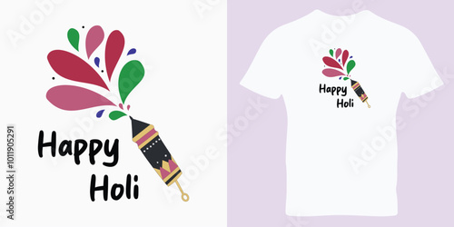 Happy Holi t-shirt. Happy Holi festival colorful Design, Holiday Typography t-shirt design.
Colorful- Holi T-shirt for men, women printed Round Neck T-shirt. Holi shirt.
