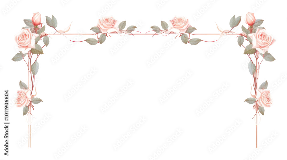 PNG Rose frame border pattern flower plant. PNG Rose frame border pattern flower plant.