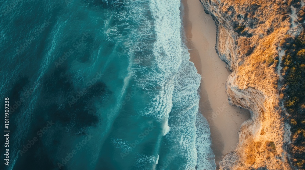 Tropical Paradise: Aerial View of Tranquil Seacoast with Sandy Beach and Clear Blue Waters Tropical Paradise: Aerial View of Tranquil Seacoast with Sandy Beach and Clear Blue Waters