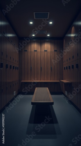 Luxury locker room interior with bench gym room Ultra realistic Photorealistic Cinematic photography photo