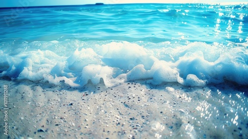 beautiful photo of blue water flowing in waves with white foam in a ocean --no text and people, human --chaos 10 --ar 16:9 Job ID: f84a3a86-1d46-4928-81aa-cddb64067ca5