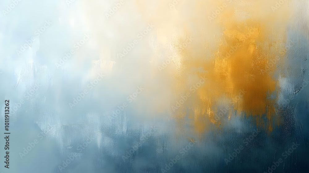 Abstract Painting with Blue and Gold Tones Blending into a Soft, Textured Background Abstract Painting with Blue and Gold Tones Blending into a Soft, Textured Background