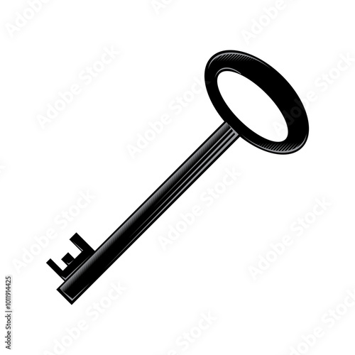 Vector key icon isolated on white background. Key icon. Lock or unlock sign. Padlock. Lock symbol. Unblock. Password icon. Access sign. Private access. Logo template. Safety symbol. Door key.