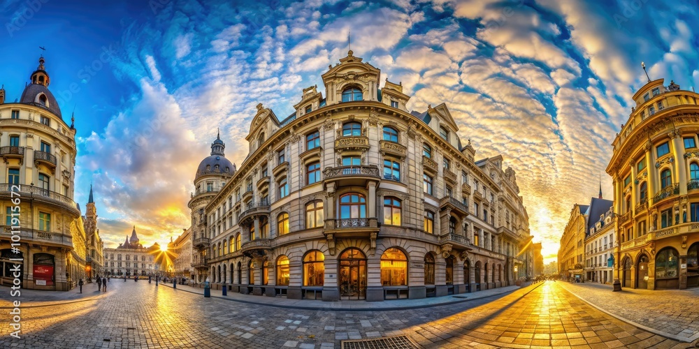 Naklejka premium Breathtaking Beaux Arts architecture features intricate facades and sophisticated design elements, enhancing the city's skyline with its timeless elegance and artistic grandeur.