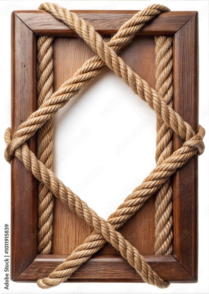 Versatile Solid Wood Picture Frame with Rope Border: Custom Photo, Art, and Wall Display Options for Every Decor Style with blank copyspace background Versatile Solid Wood Picture Frame with Rope Border: Custom Photo, Art, and Wall Display Options for Every Decor Style with blank copyspace background