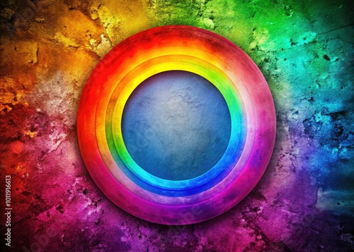 Bright multicolored grunge circle background, perfect for enhancing creative projects and artistic designs across diverse mediums, offering a dynamic and expressive visual experience.