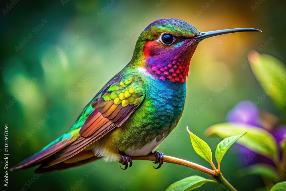Fototapeta premium Captivating hummingbird illustrations showcase diverse artistic styles, appealing to nature and wildlife art lovers with stunning detail and vibrant colors. Discover your favorite interpretation today