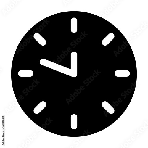 Clock Eleven Forty Five Icon. Time Vector Illustration Glyph Style.